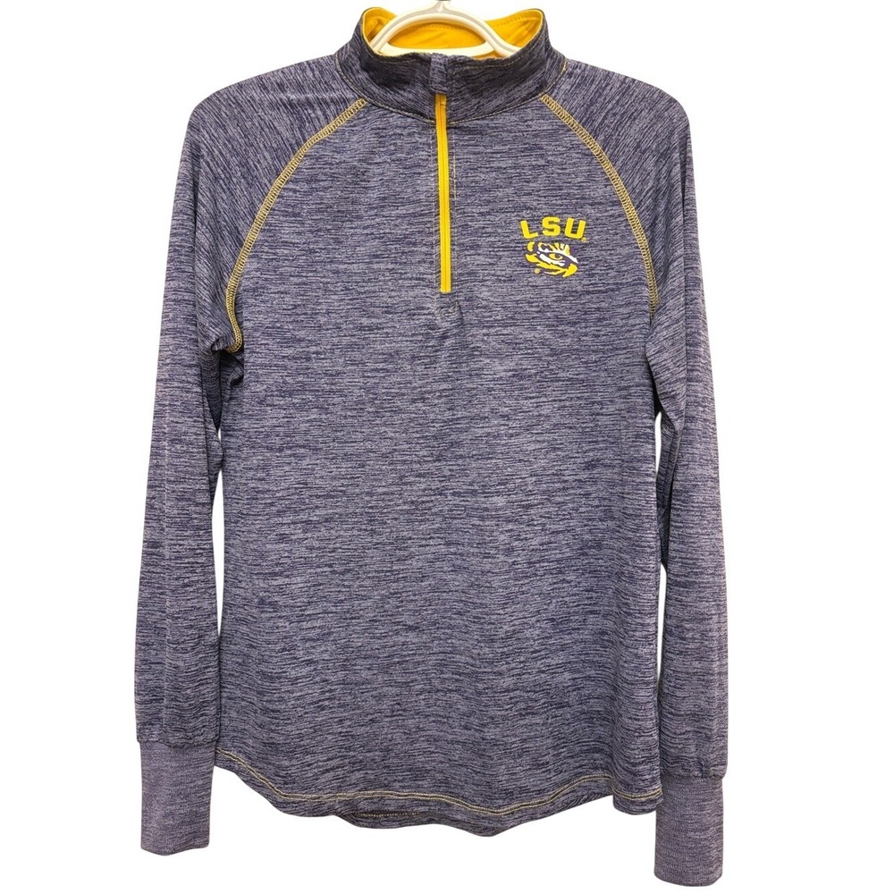 Colosseum Women's Heathered Purple & Gold LSU Quarter-Zip Pullover Size L